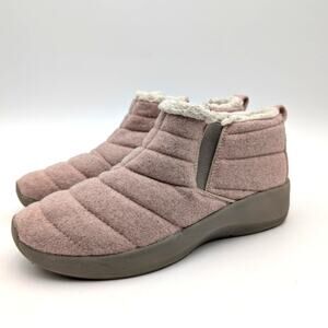 Dearfoams Naomi Double Gore Ankle Bootie Side Zip Women's Rose Size US8 EU39